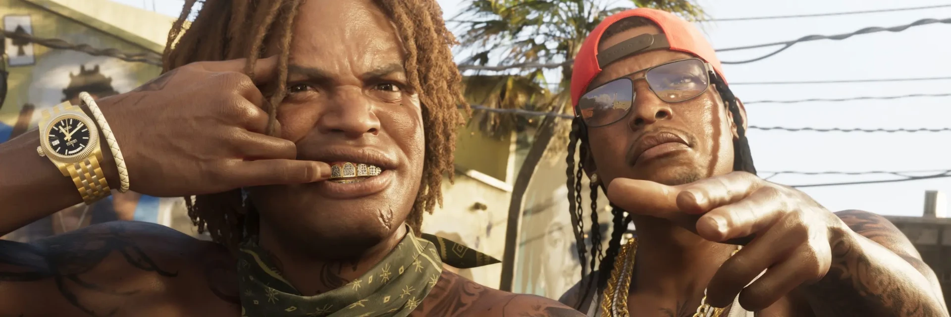 Deux personnages de GTA6 posant face caméra