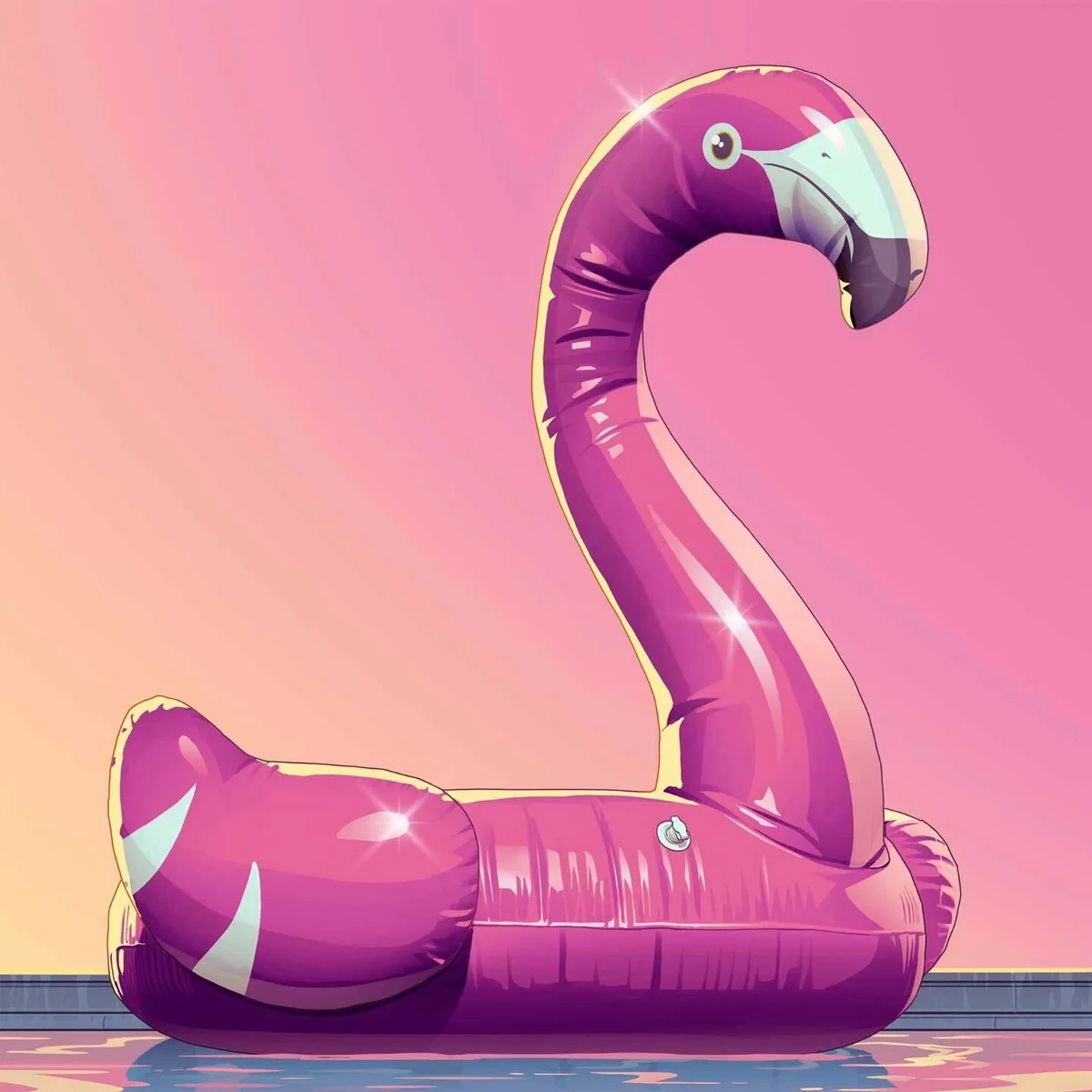 Flamant rose gonflable dans l’artwork partagé par Rauw Alejandro