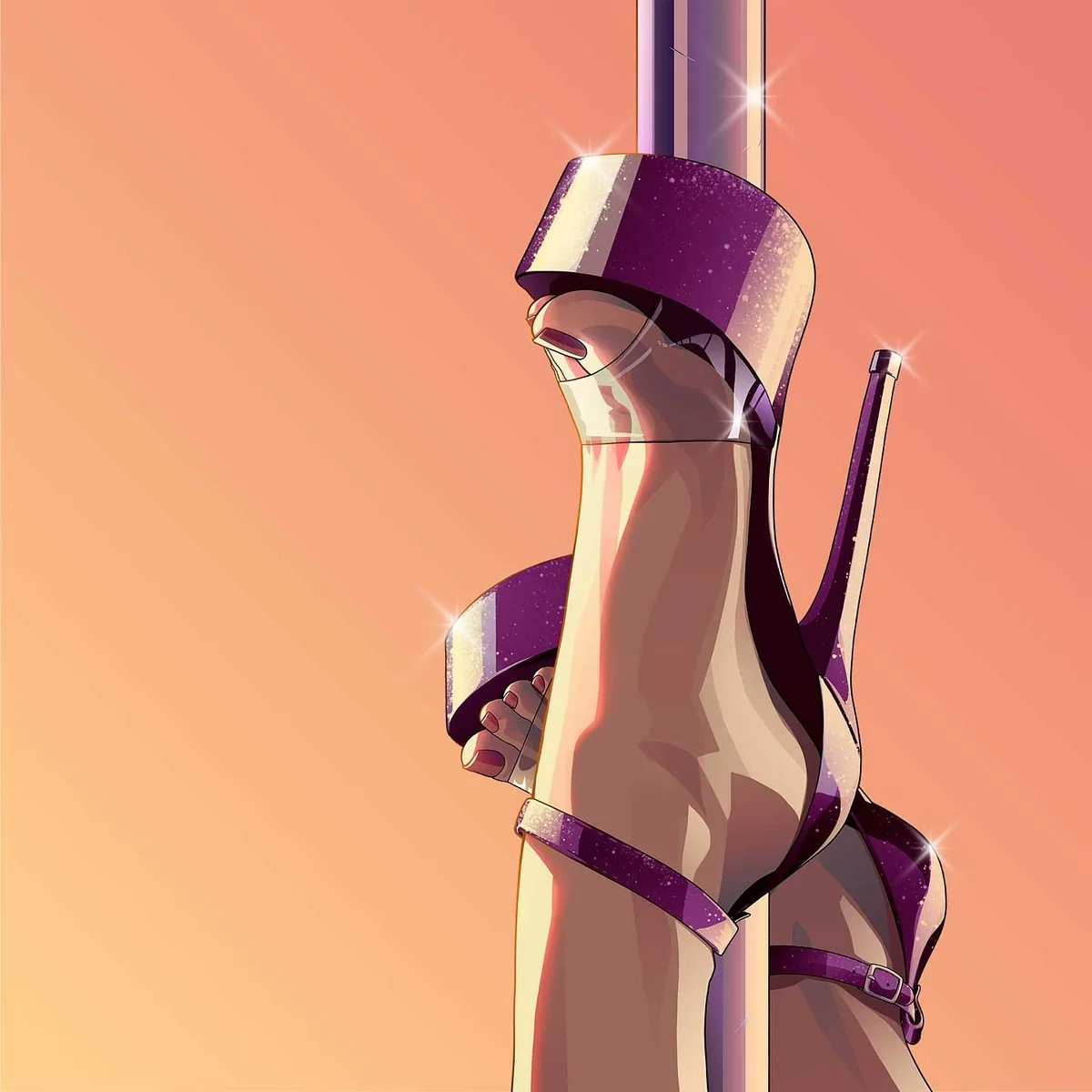 Talons violets autour d’une barre dans un artwork associé à Travis Scott
