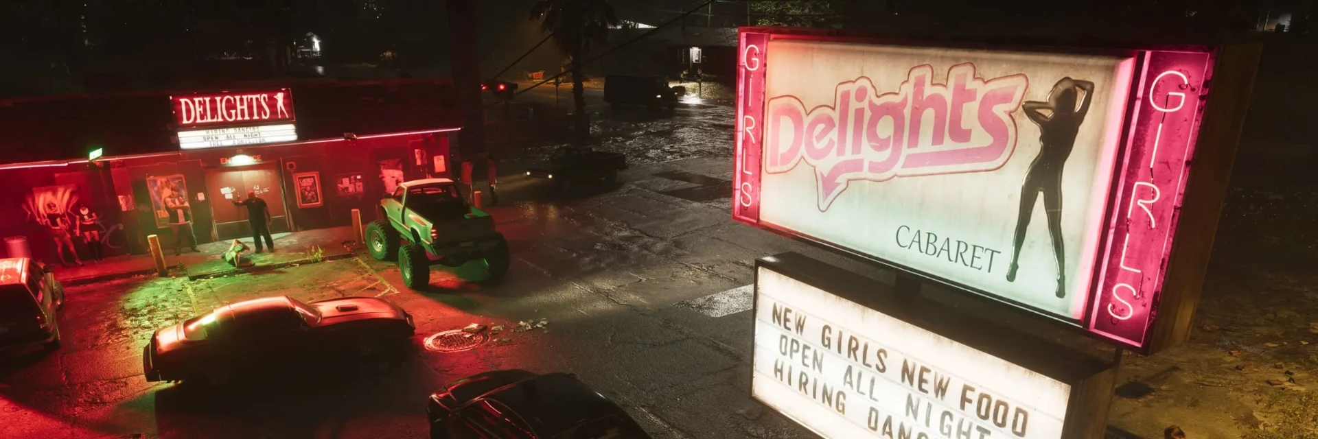 Enseigne néon d'un cabaret de nuit dans GTA6