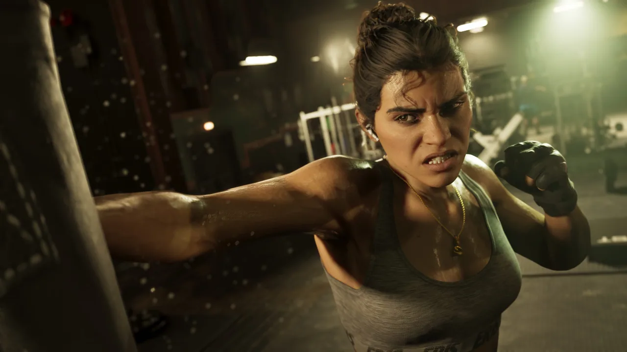 Lucia Caminos practices boxing in an official GTA 6 screenshot