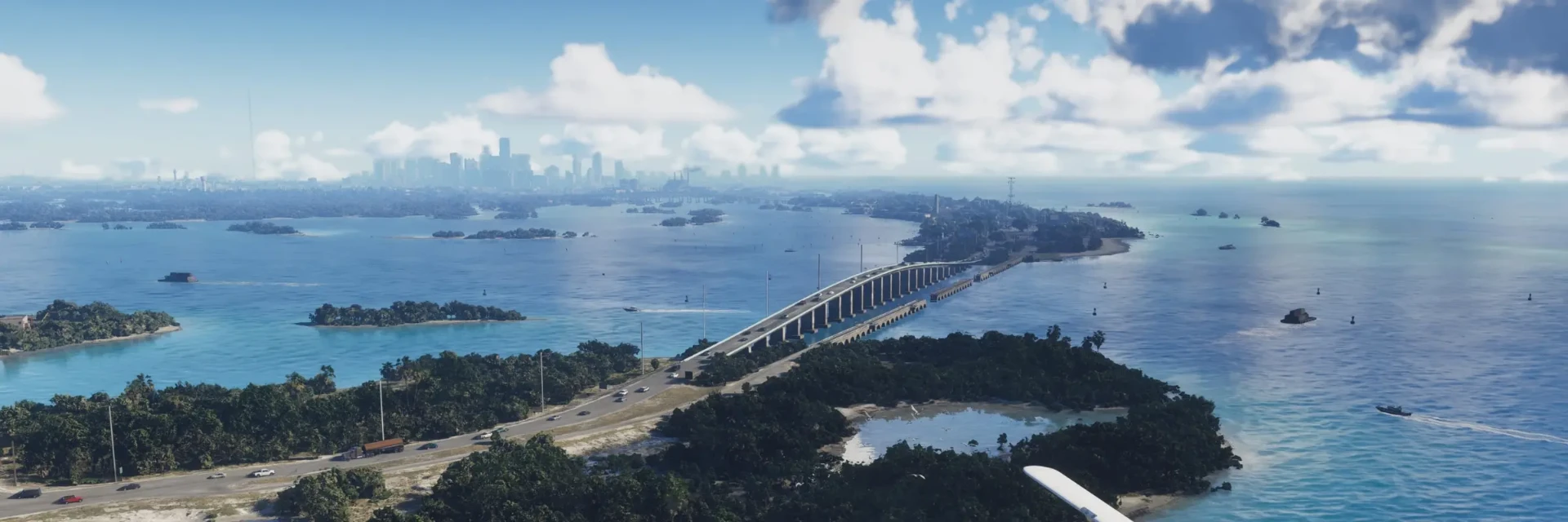 Pont reliant les Keys à Vice City vu du ciel dans GTA6