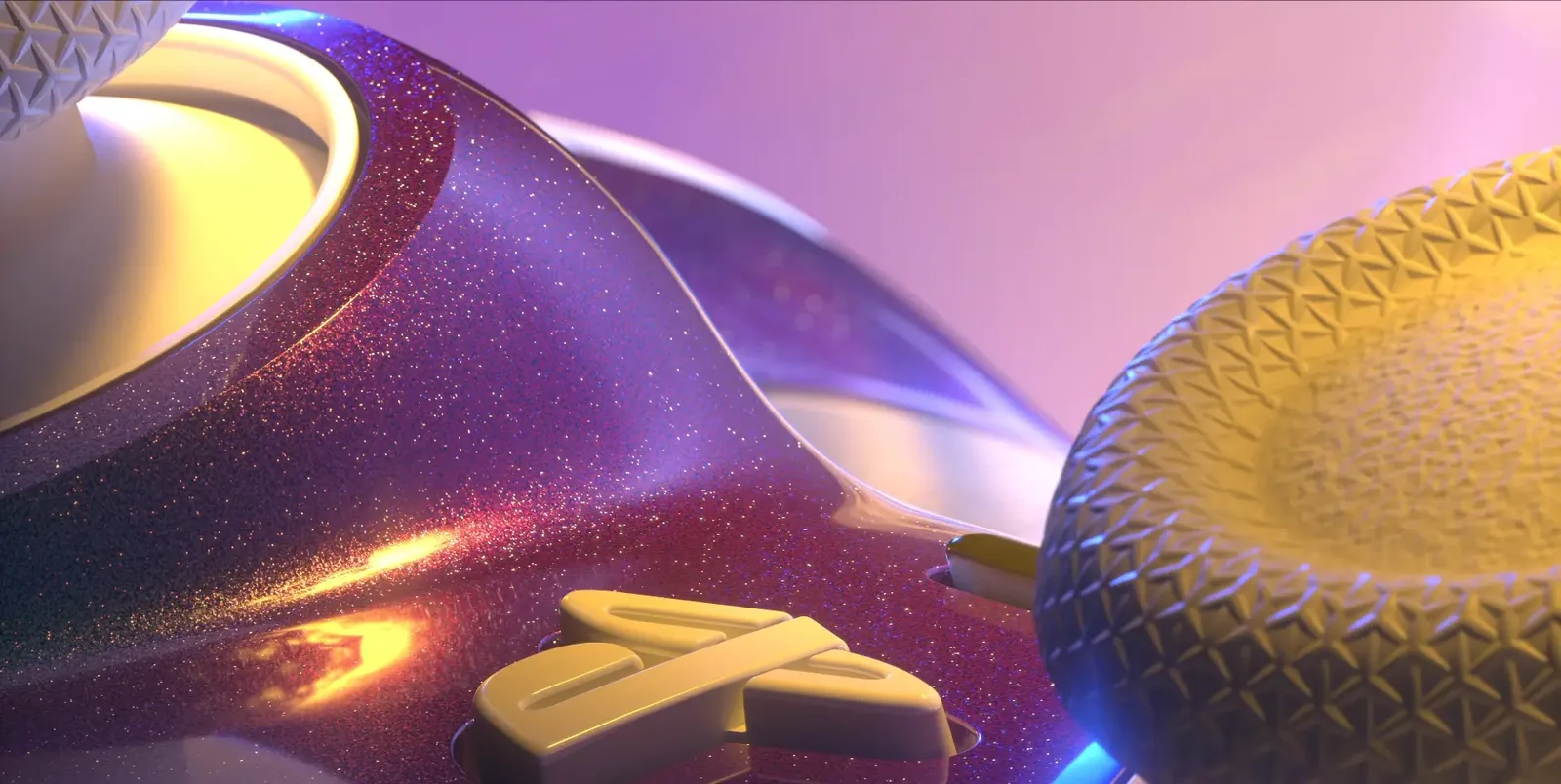 Macro sur la surface irisée et pailletée d'une manette DualSense GTA 6