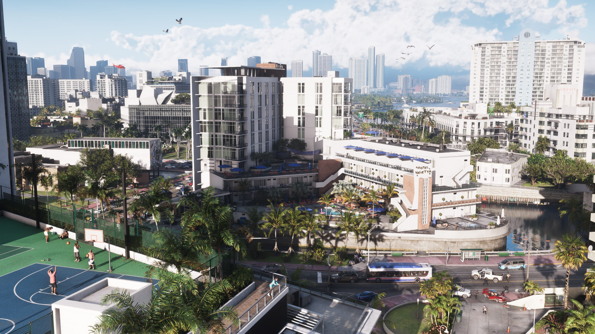 Vue aérienne de Vice City en plein jour